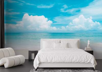 beautiful tropical beach with blue sky and white clouds abstract texture background. copy space of s Wall mural