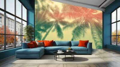 Blur tropical palm tree with sun light abstract background. Wall mural