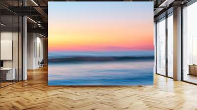 Copy space of soft sand sea and blur tropical beach with sunset sky and cloud abstract background. Wall mural