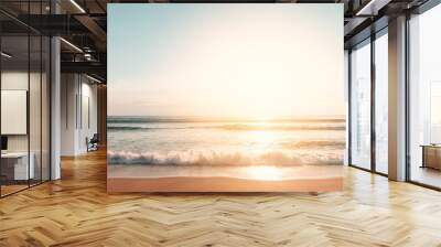 Tropical beach with smooth wave and sunset sky abstract background. Wall mural