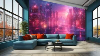 A sleek visual effects studio with interactive digital VFX tools and neon-lit VFX designs, adding magic to media  Wall mural