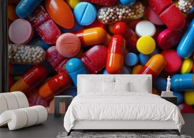 A collection of assorted tablets in various hues and forms Wall mural