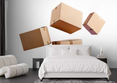 a group of boxes floating in the air Wall mural