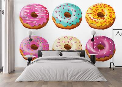 a group of donuts with frosting Wall mural