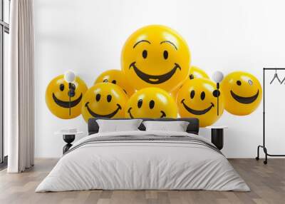 a group of yellow smiley faces Wall mural