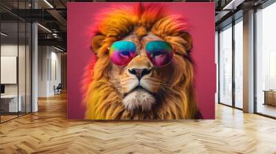 a lion wearing sunglasses Wall mural