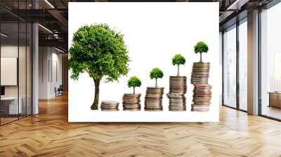 a tree growing on coins Wall mural