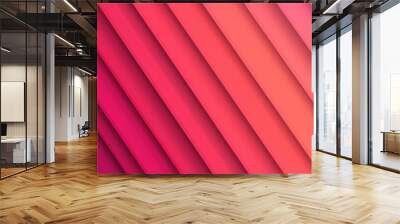 Abstract background with overlapping diagonal pink and red lines creating a bright and vibrant pattern. Wall mural