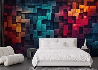 Abstract futuristic background, digital technology electronic maze background, Generative AI Wall mural