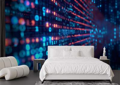 abstract technology background, binary code matrix, network hi-speed Wall mural