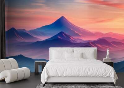 AI-generated artwork depicting a scenic mountain peak trail. Wall mural