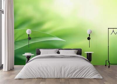 Background of green nature leaf in garden at spring summer seasons. Generative AI Wall mural