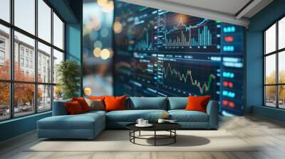 Develop a digital interface for tracking live market updates and economic information Wall mural