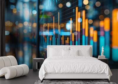 imagine a colorful visualization panel showcasing economic data through interactive graphs and chart Wall mural