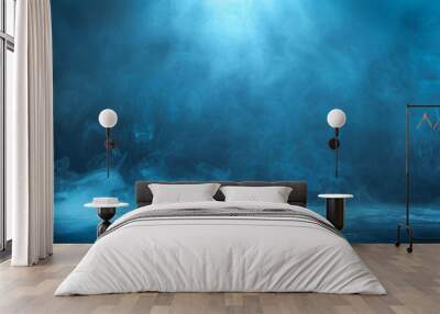 Mysterious blue fog background with soft, swirling smoke creating an atmospheric and mystical scene. Perfect for creative projects and abstract designs. Wall mural