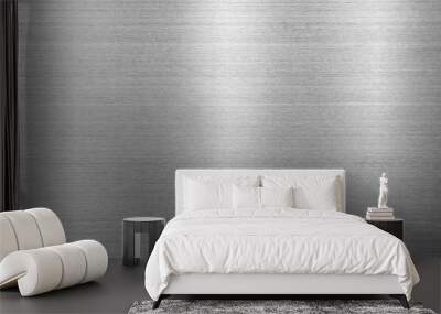 Silver metal texture of brushed stainless steel plate with the reflection of light. Wall mural