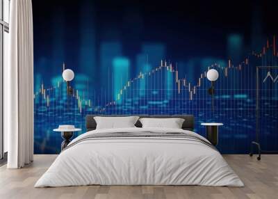 Stock market or forex trading graph and candlestick chart, abstract finance background, Generative AI Wall mural