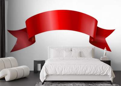 The red ribbon banner stands out against the white background, adding a pop of color to the design. Wall mural