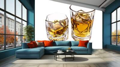 two glasses with ice and amber liquid Wall mural