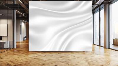 White and grey satin fabric curves wave lines background texture for web design , banner , business concept. Wall mural