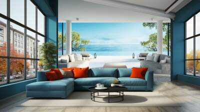 beach living on sea view / 3d rendering Wall mural