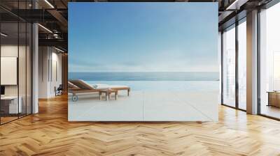 Beach lounge - ocean villa with pool and Sea view / 3d render  Wall mural