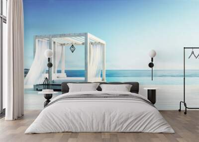 Beach lounge - Sundeck on Sea view for vacation and summer / 3d rendering Wall mural