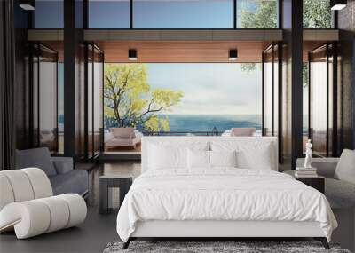 Beach luxury living on Sea view / 3d rendering  Wall mural