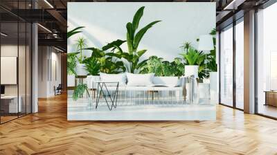 Botanical interior - Tropical design living room / 3D render image
 Wall mural