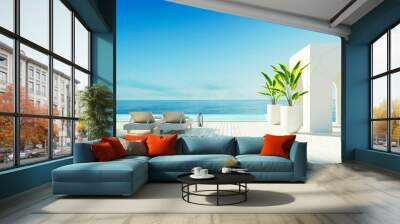 
Luxury beach sea view hotel and resort - santorini style - 3D 

rendering 
 Wall mural