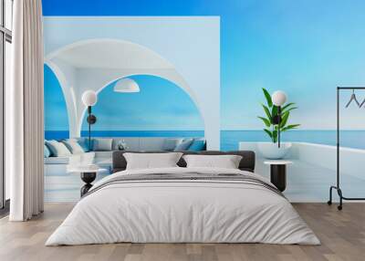 Outdoor living beach luxury and see view - 3D 

rendering  Wall mural