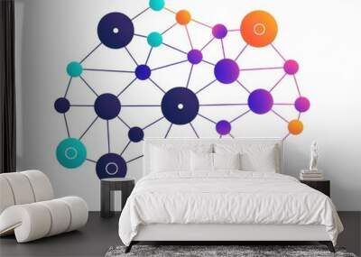 Abstract neural network illustration with colorful nodes and connections, representing artificial intelligence and machine learning concepts. Wall mural