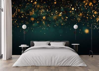 Abstract background with star Dark blue and gold particle Wall mural