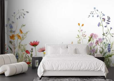 dainty wildflowers as a frame border Wall mural