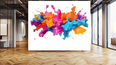 Explosion of colored oil paint  isolated on white background. Wall mural