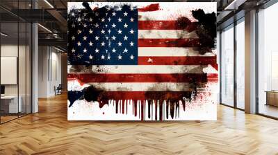 American flag of the United States of America background with a distressed vintage weathered effect also known as the Stars and Stripes, computer Generative AI stock illustration image Wall mural