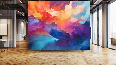 Artist's oil paint palette background texture with a vibrant multi coloured spectrum of colours for blending and creating visually stunning paintings, Generative AI stock illustration image Wall mural