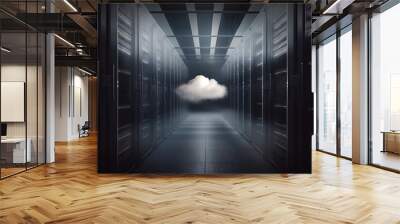 Cloud storage big data centre for storing backup files and security at a network database through the internet when browsing online, computer Generative AI stock illustration image Wall mural