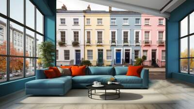 Georgian terraced town house home and apartments in London England UK which are a popular luxury style of housing in historic city areas, computer Generative AI stock illustration image Wall mural