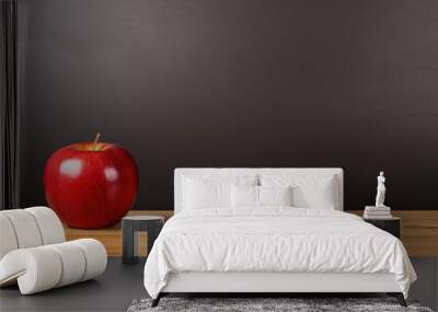 Green and red apple fruit, on a wooden table, a luxury house background, with copy space Wall mural