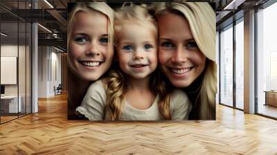 generative ai of smiling mother and daughters Wall mural