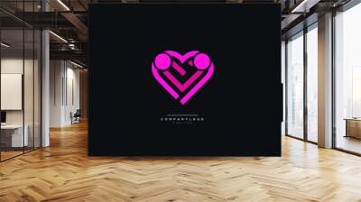 Heart icon, love Icon, connect logo, heart logo, love logo Wall mural