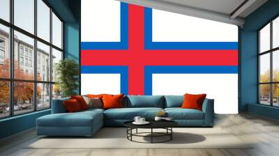 Vector flat style Faroe Islands state flag. Official design of Faroese national flag. Symbol with crossed stripes emblem. Independence day, holiday, web button, template background illustration Wall mural