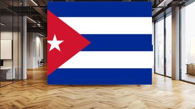 Vector flat style Republic of Cuba state flag. Official design of Cuba national flag. Symbol with horizontal stripes, triangle and star emblem. Independence day, holiday, button, background clip art Wall mural