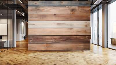 Rustic wooden textured planks background with weathered aged grain pattern  Vintage natural brown timber boards with natural material surface  Wooden wall floor or table top design template Wall mural