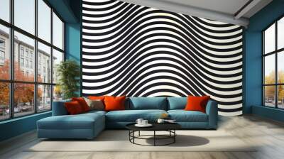 modern curved lines pattern. monochrome waves.black waves geometric seamless on white background.wallpaper for design and decoration Wall mural