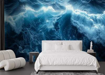 Abstract blue ocean waves Wall mural