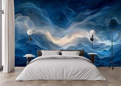 Abstract blue ocean waves Wall mural