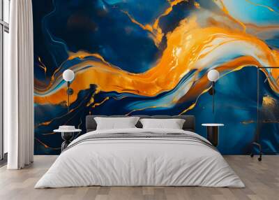 blue and orange marble texture Wall mural