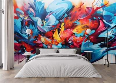 Colorful Abstract Graffiti on the wall. Street ART Wall mural